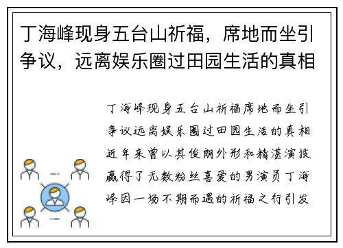 丁海峰现身五台山祈福，席地而坐引争议，远离娱乐圈过田园生活的真相